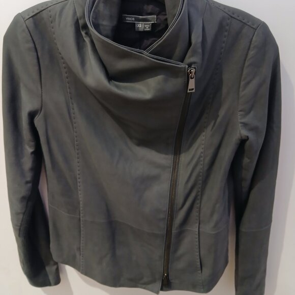 Vince Paper Goat Leather Scuba Jacket - Picture 4 of 12